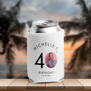 Modern Minimalist Simple Birthday Party Photo Can Cooler