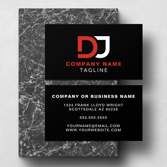 Modern Minimalist Simple Black and Red Cool DJ  Business Card (Creator Uploaded)
