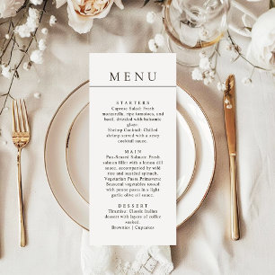 Modern Minimalist Simple Black Line Wedding Dinner Menu