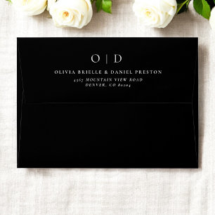 Modern Minimalist Simple Black Wedding  Envelope