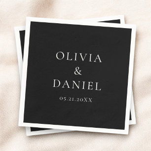Modern Minimalist Simple Black Wedding Napkin