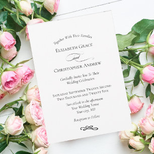 Modern Minimalist Simple Black White Wedding Invitation