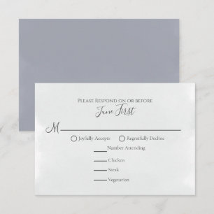 Modern Minimalist Simple Blue Meal Choice  RSVP Ca Card
