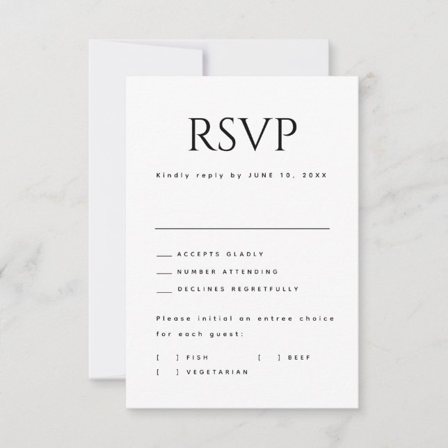 Modern Minimalist Simple Bold Arch Detail Wedding RSVP Card (Front)