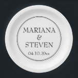 Modern Minimalist Simple Border White Paper Plate<br><div class="desc">Modern wedding black and white paper plates for your wedding reception,  rehearsal dinner and bridal shower in the border minimalist theme.</div>