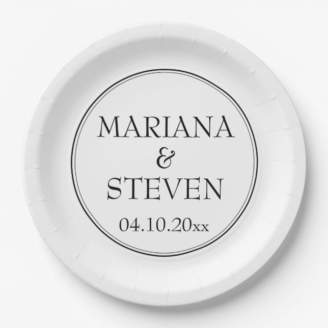 Modern Minimalist Simple Border White Paper Plate (Front)
