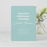 Modern Minimalist Simple Bridal Shower Aqua Blue