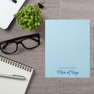 Modern Minimalist Simple Chic Blue "Mum of Boys" Notepad