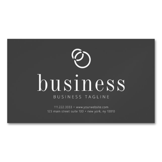 Modern Minimalist Simple Chic Logo Scan QR Code Magnetic Business Card (Front)