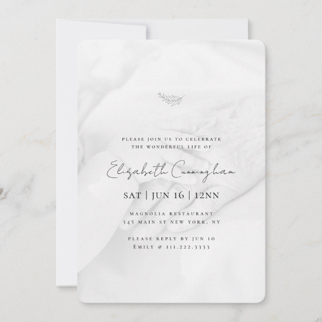 Modern Minimalist Simple Chic Photo Memorial Invitation (Front)