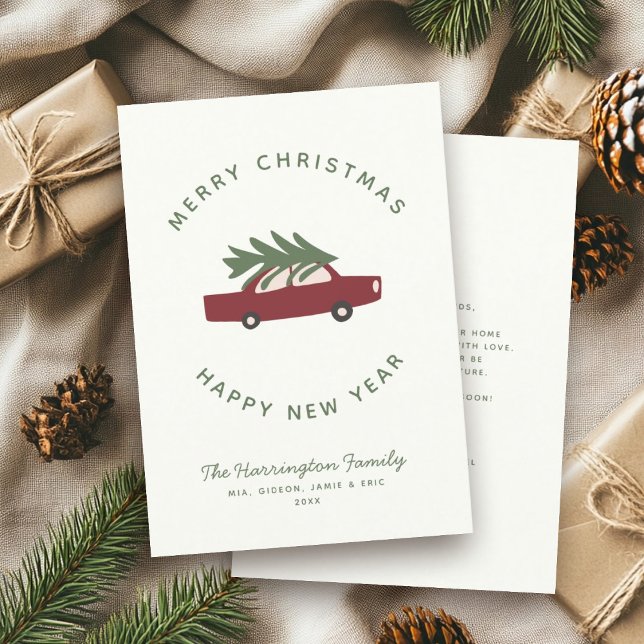 Modern Minimalist Simple Christmas Tree Car  Holiday Card (Creator Uploaded)