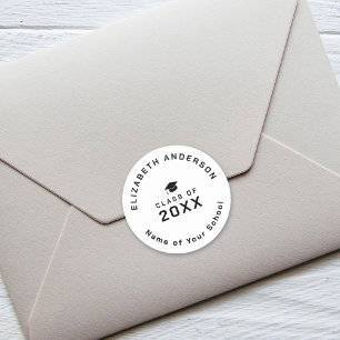 Modern Minimalist Simple Class of 2024 Graduation Classic Round Sticker