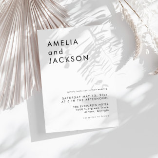 Modern Minimalist Simple Clean Wedding Invitation
