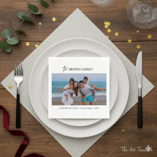 Modern Minimalist Simple Custom Family Photo Napkin