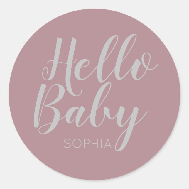 modern minimalist simple cute baby shower classic round sticker (Front)