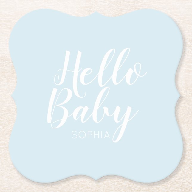 modern minimalist simple cute baby shower paper coaster (Front)