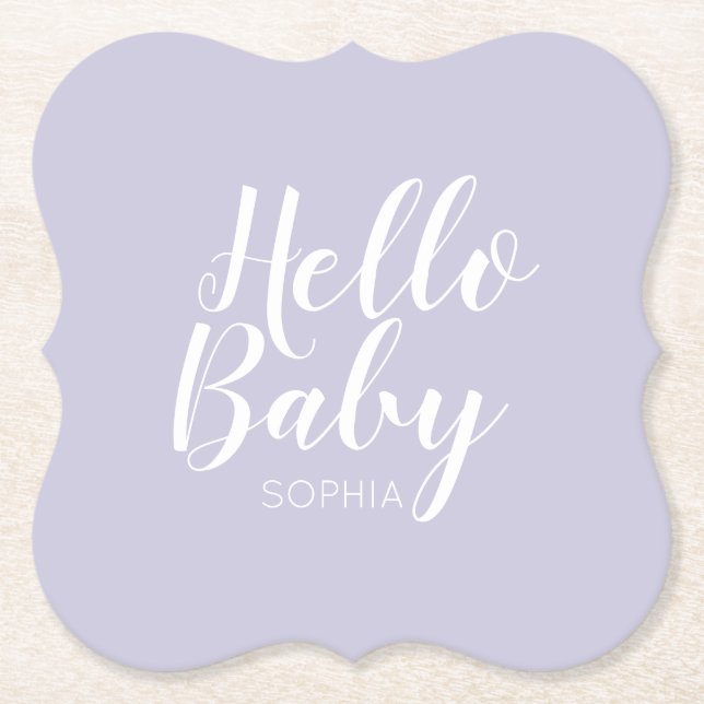 modern minimalist simple cute baby shower paper coaster (Front)