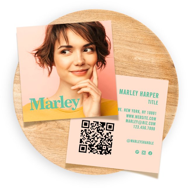 Modern Minimalist Simple Cute Fun Chic Photo Square Business Card (Creator Uploaded)