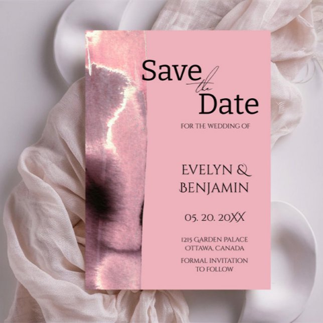 Modern, Minimalist, Simple, Dusty Rose and Black Save The Date (Creator Uploaded)