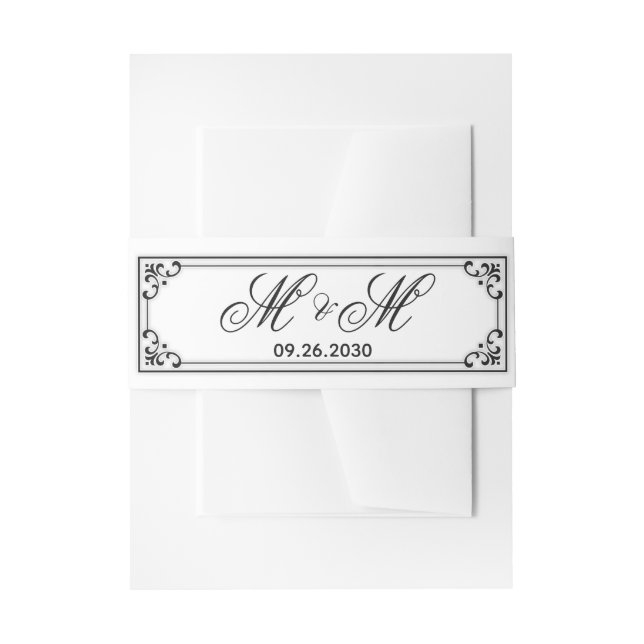 Modern Minimalist Simple Elegant Wedding Invitation Belly Band (Front Example)
