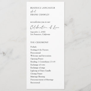 Modern Minimalist Simple Formal Elegant Wedding Programme