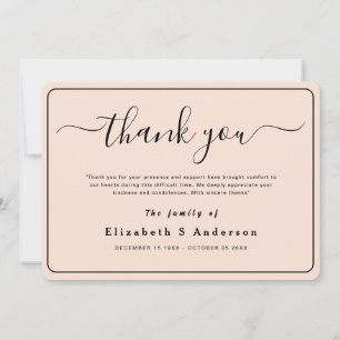 Modern Minimalist Simple Funeral Thank You Note Card