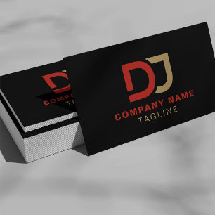 Modern Minimalist Simple Gold and Red Cool DJ  Business Card