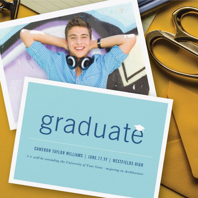 Modern Minimalist Simple Graduate Graduation Photo Announcement (Creator Uploaded)