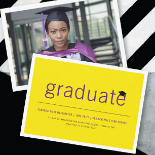 Modern Minimalist Simple Graduate Photo Graduation Announcement