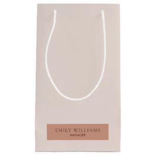 Modern Minimalist Simple Layout Typo Warm Brown Small Gift Bag