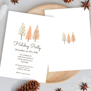 Modern Minimalist Simple Line Art Christmas Party Invitation