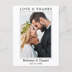 Modern Minimalist Simple Love Thanks Photo Wedding Postcard