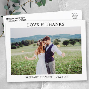 Modern Minimalist Simple Love Thanks Wedding Postcard