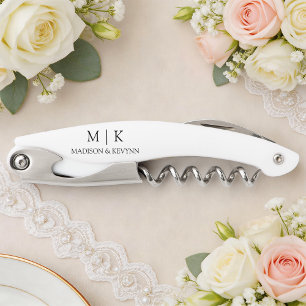 Modern Minimalist Simple Monogram Wedding Corkscrew