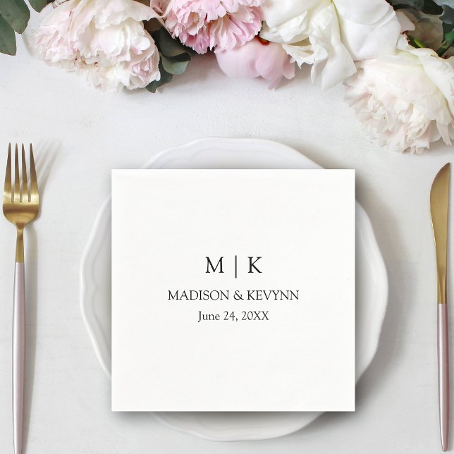 Modern Minimalist Simple Monogram Wedding Napkin (Customize to change text size, style or to add more text.)