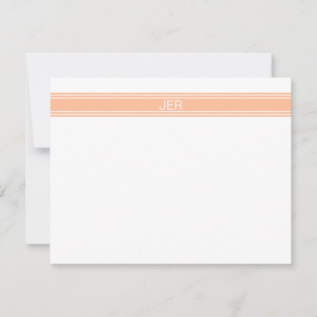 Modern Minimalist Simple Monogrammed Peach Orange Card (Front)