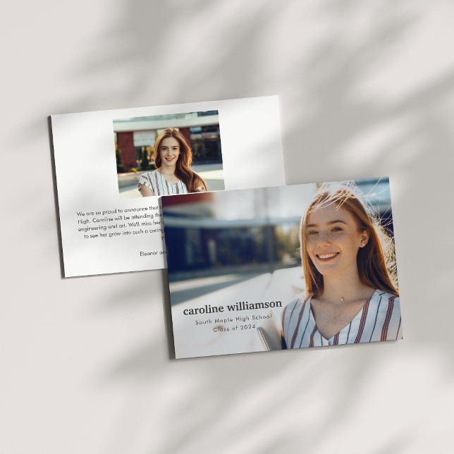 Modern Minimalist Simple Overlay Photo Graduation Announcement (Creator Uploaded)