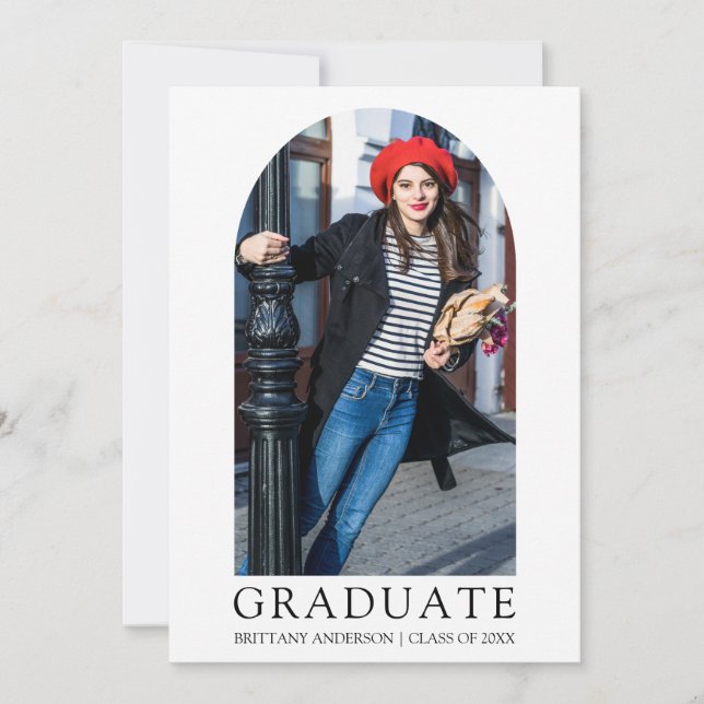 Modern Minimalist Simple Photo Arch Graduation Announcement (Front)