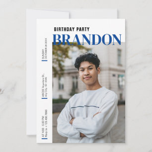 Modern minimalist simple photo birthday invitation