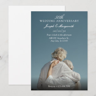Modern minimalist simple photo wedding anniversary invitation