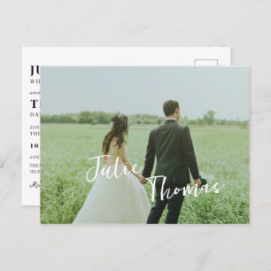 Modern minimalist simple photo wedding postcard