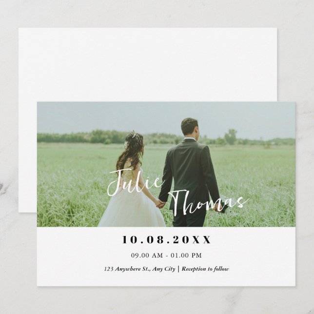 Modern minimalist simple photo wedding save the date (Front/Back)