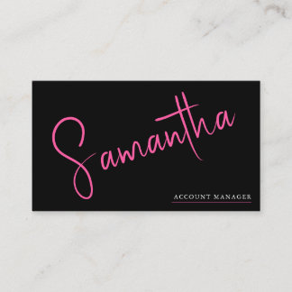 Modern Minimalist Simple Pink Script Professional Business Card