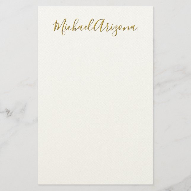 Modern Minimalist Simple Plain Handwriting Name Stationery (Front)