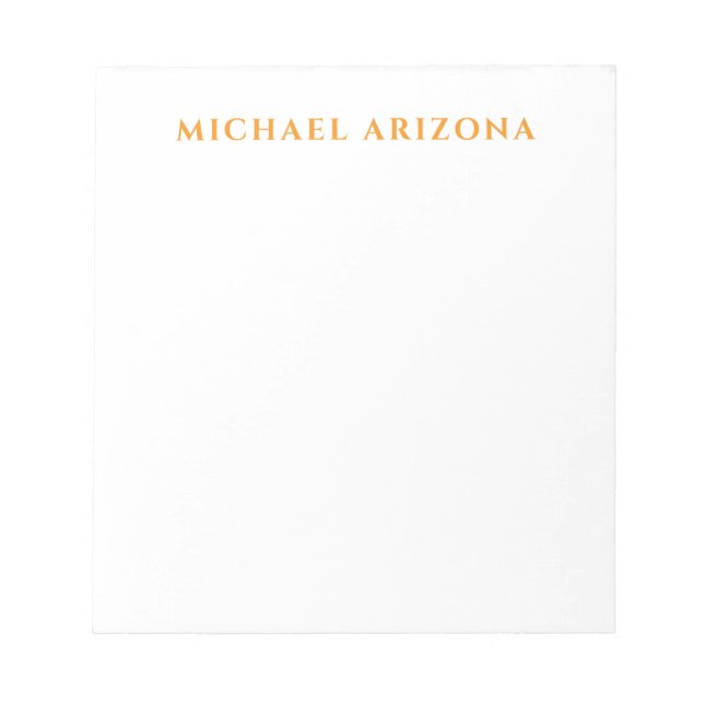 Modern Minimalist Simple Plain Own Name Notepad (Front)