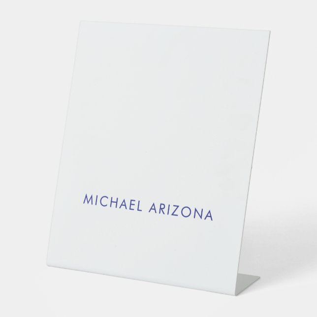 Modern Minimalist Simple Plain Own Name Pedestal Sign (Front)