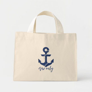 Modern Minimalist Simple Preppy Coastal Nautical Mini Tote Bag