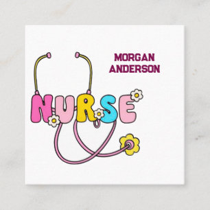 Modern Minimalist Simple Professional Nurse Square Business Card