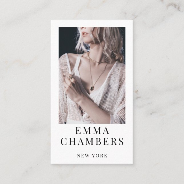 Modern Minimalist Simple Professional Photo Business Card (Front)