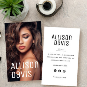 Modern Minimalist Simple Professional Photo   Business Card